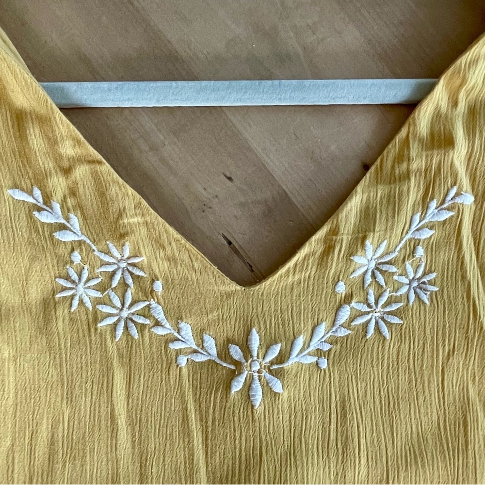 Joie Embroidered Yellow Sleeveless Midi-dress - Excellent Condition 🌷 - Picture 3 of 14